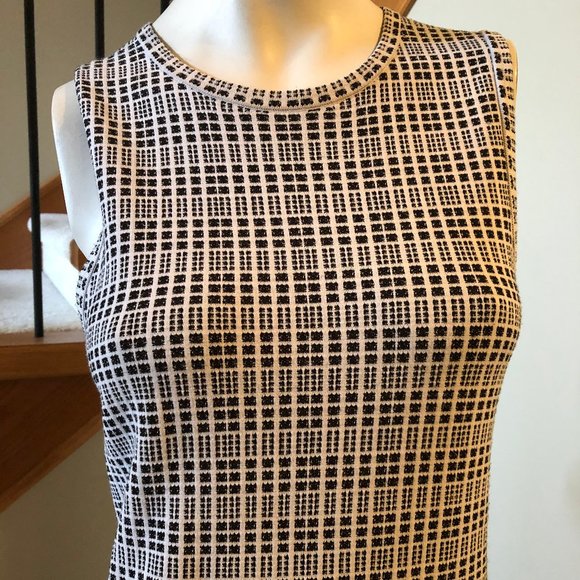 Theory Blk/White sleeveless knit dress sz L - EUC - Picture 3 of 4